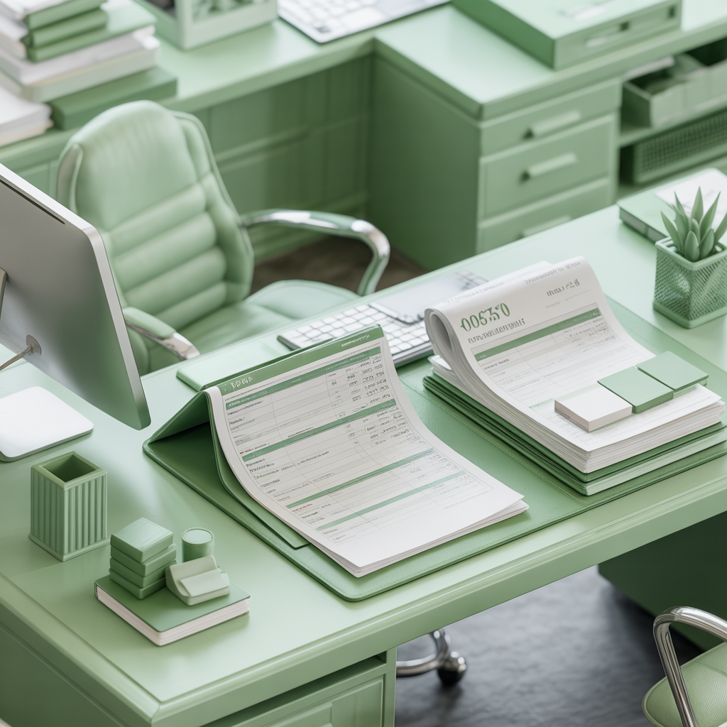 Calculadora e documentos financeiros sobre mesa de escritório